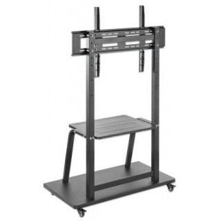 Manhattan TV & Monitor Mount, Trolley Stand, 1 screen, Screen Sizes: 37-100", Black, VESA 200x200 to 800x600mm, Max 150kg, Shelf and Base for Laptop or AV device, Height-adjustable to four levels: 862, 916, 970 and 1024mm, LFD, Lifetime Warranty