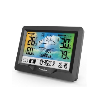 GreenBlue Wireless Weather Station, Colourful, DCF, Moon Phases, Barometer, Calendar, GB540