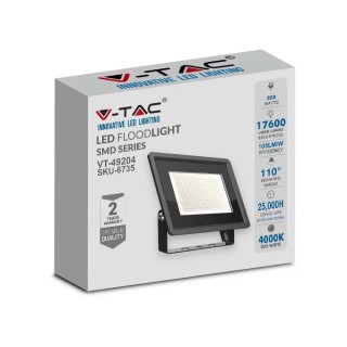 V-TAC 200W SMD F-CLASS Black LED projector VT-49204 4000K 17600lm