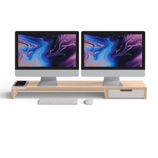 POUT EYES9 - All-in-one wireless charging & hub station for dual monitors, Deep White