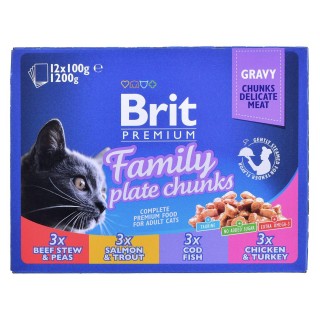 BRIT Cat Pouches Family Plate - wet cat food - 12 x 100g