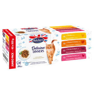 BUTCHER'S Delicious Dinners Jumbo Pack - wet cat food - 40 x 100g