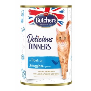 BUTCHER'S Delicious Dinners Pieces with trout in jelly - wet cat food - 400g