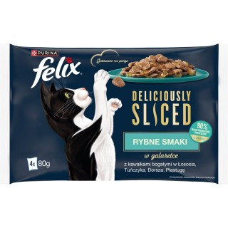 FELIX Deliciously Sliced Fish - wet cat food - 4x 80 g