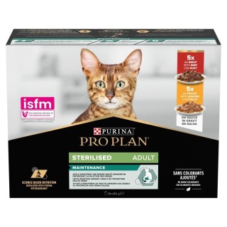 PURINA Pro Plan Sterilised Beef and Chicken Multipack - wet cat food - 10x85 g