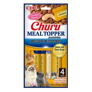 INABA Churu Meal Topper Chicken with cheese - cat treats - 4 x 14g