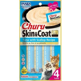 INABA Churu Skin&Coat Tuna with scallop recipe - cat treats - 4x14 g