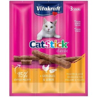 VITAKRAFT CatStick Mini with poultry and liver - cat treats - 3 pcs