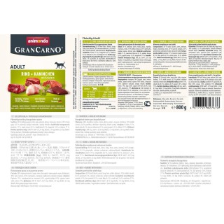 ANIMONDA GranCarno Adult Beef with rabbit and herbs - wet dog food - 800 g