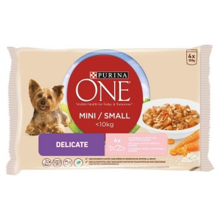 PURINA One mini delicate - wet dog food - with salmon and rice - 4 x 100g