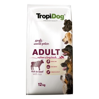 TROPIDOG Premium Adult Medium & Large Beef with rice - dry dog food - 12 kg