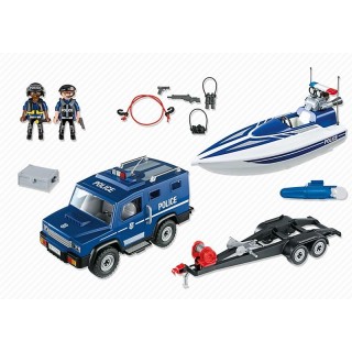 City Action Figure Set 5187 Police Off-Road Vehicle with Speedboat