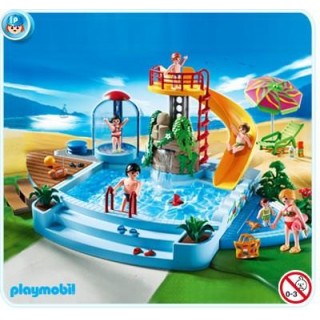 Family Fun Figure Set 4858 Outdoor Pool with Slide