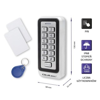 Qoltec 52443 Code lock TRITON with RFID reader Code | Card | key fob | IP68 | EM