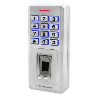 Qoltec 52447 Code lock OBERON with fingerprint reader | RFID | Code | Card | key fob | Doorbell | IP68 | EM
