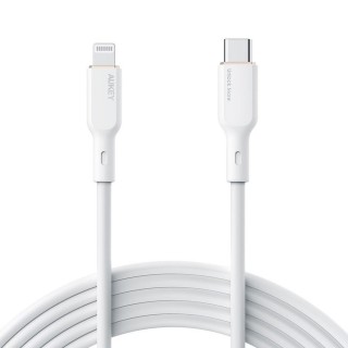 AUKEY CB-SCL2 Power Delivery USB C - Lightning Apple 1.8m 27W 3A Silicon Cable White