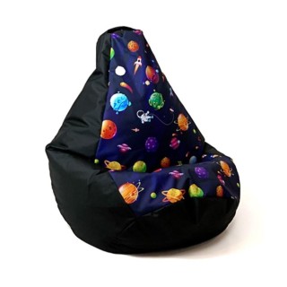Sako bag pouffe pear print black-planets XL 130 x 90 cm