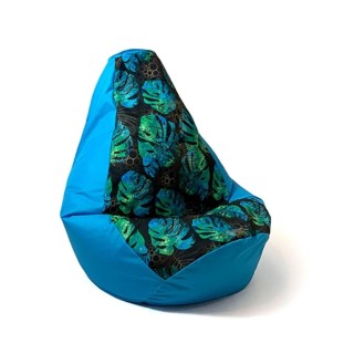 Sako bag pouffe Pear print blue-monstera L 105 x 80 cm