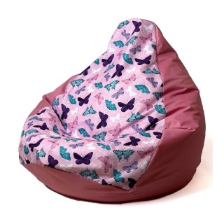 Sako bag pouffe Pear print dark pink-butterfly XL 130 x 90 cm