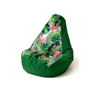 Sako bag pouffe pear print green-flaming XL 130 x 90 cm