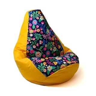 Sako bag pouffe Pear print yellow-flower XL 130 x 90 cm