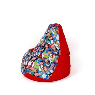 Sako sack pouffe pear print red-women XL 130 x 90 cm