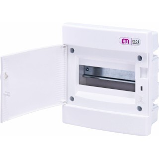 ECM8PO plastmasas sadalne 8 moduļi zemapmetuma, baltas durvis 8 PE / 8 N IP40