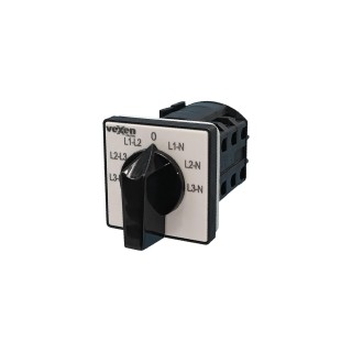 RS02566U cam switch to measure 3 phase voltages L1-N, L2-N, L3-N, 0, L1-L2, L2-L2, L3-L1 25A