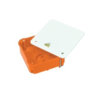 Mounting box 100x100x40 Junction box for gypsum walls, with cover orange