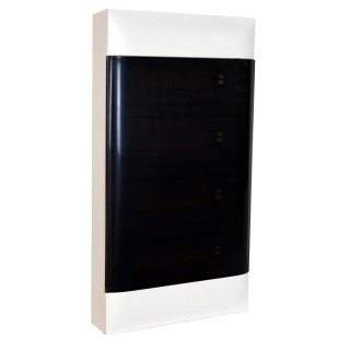 LEGRAND 4X18M SURFACE CABINET SMOKED DOOR EARTH + NEUTRAL TERMINAL BLOCK
