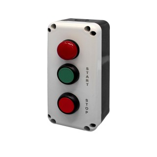 PBSL3IGR pogu kārba, spiedpoga start, 1NO - zaļa; spiedpoga stop, 1NC - sarkana, signāllampa led 240v ac - sarkana