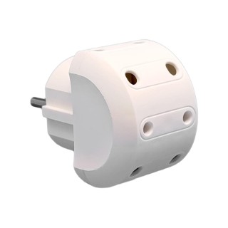 VX1027W - 5 gang socket, white plug adapter