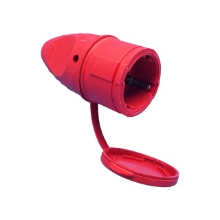 VX2204R - Sarkana kontaktligzda ar zemējumu un gumijas vāku