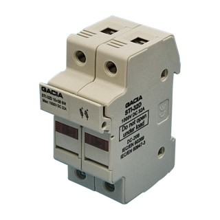 STIDPV-32-2 Cilindrisko drošinātāju PV 10x38 blokslēdzis LED, 2P, 32A, 1000V