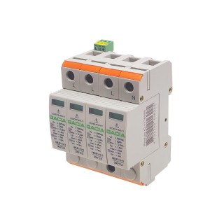 N8UE Type 1+2+3-G12.5-300V 4P type surge arrester with alarm contact 1NO