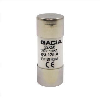 22x58 gG 125A cylindrical fuse link 500VAC