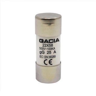22x58 gG 25A cylindrical fuse link 500VAC