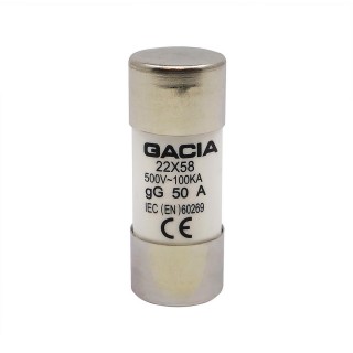 22x58 gG 50A cylindrical fuse link 500VAC