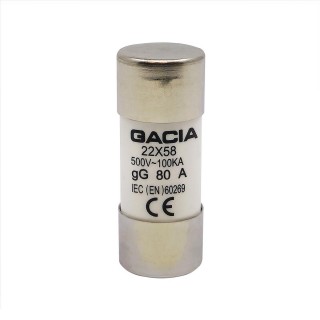 22x58 gG 80A cylindrical fuse link 500VAC