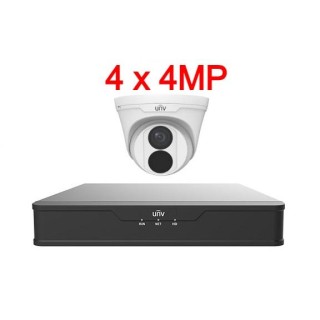 UNV 4MP IP videonovērošanas komplekts ar PoE (NVR + 4 kameras)