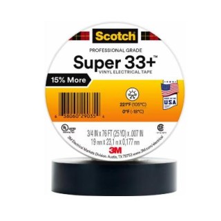 3M Scotch® Super 33+ Виниловая изоляционная лента 19мм x 20м x 0.177мм (Черная)