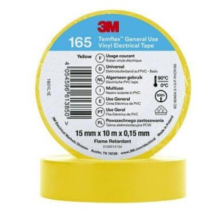 3M Temflex™ 165 Vinila elektriskā lente 15mm x 10m x 0.15mm (Dzeltena)