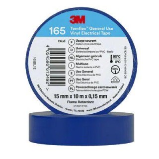 3M Temflex™ 165 Виниловая изоляционная лента 15мм x 10м x 0.15мм (Синяя)