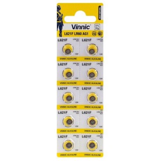 BATG1.VNC10; G1 baterijos Vinnic Alkaline LR621/AG1 pakuotėje 10 vnt.