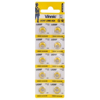 БАТГ4.VNC10; Батарейки G4 Vinnic Alkaline LR626/SR626/377 в упаковке по 10 шт.