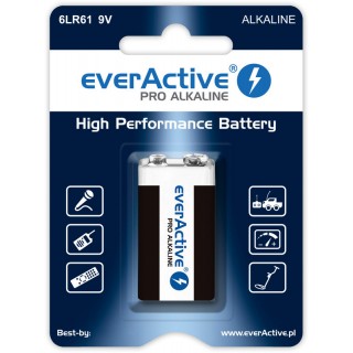 BAT9.ALK.eAP1; 6LR61/9V baterijos 9V everActive Pro Alkaline MN1604/522 pakuotėje 1 vnt.