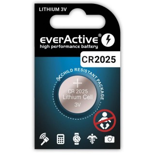 CR2025 akku 3V everActive litium - ilman pakkausta 1 kpl.