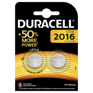 BAT2016.D2; CR2016 baterijas 3V Duracell litija DL2016 iepakojumā 2 gb.