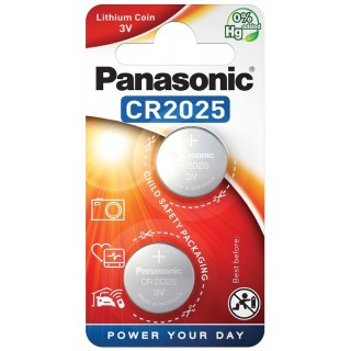 BAT2025.P2; CR2025 Panasonic litiumparistot 2 kpl:n pakkauksessa.
