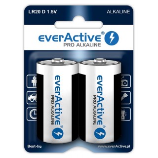 БАТД.АЛК.eAP2; Батарейки LR20/D 1,5В everActive Pro Alkaline MN1300/E95 в упаковке по 2 шт.